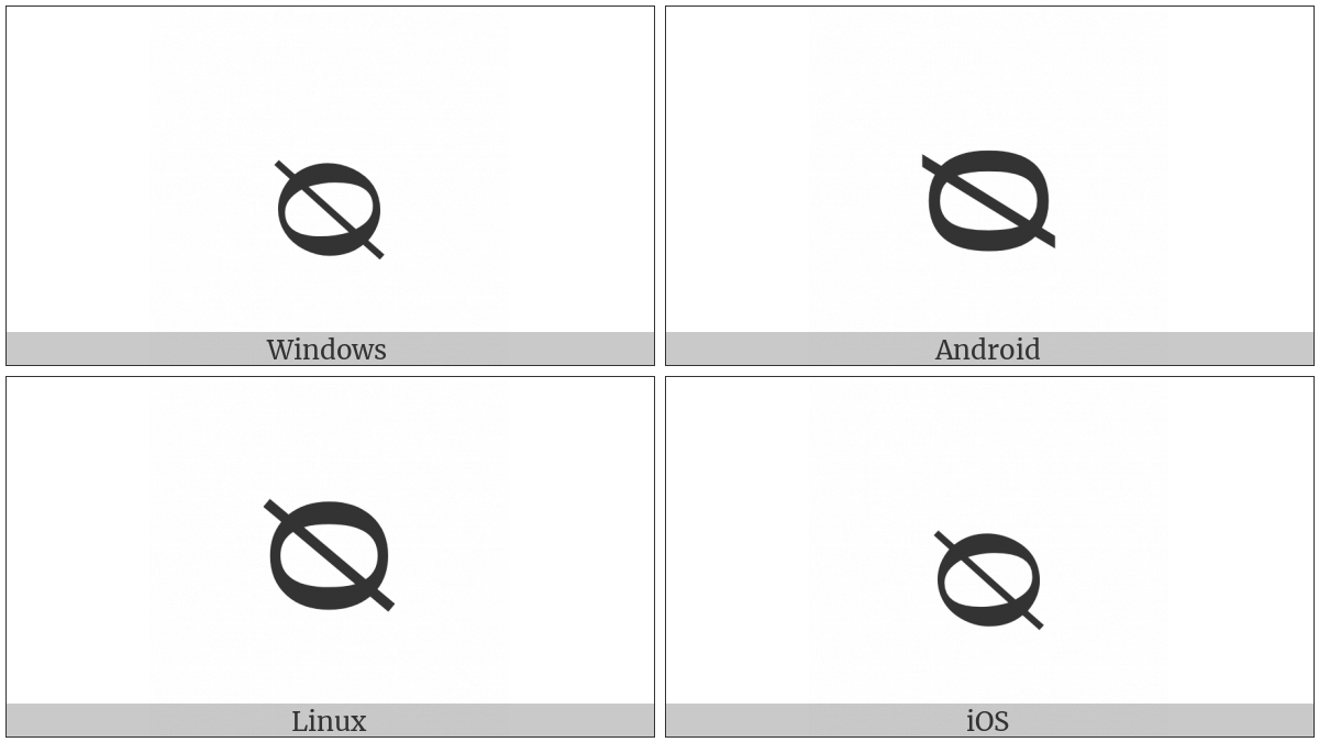 Latin Small Letter Sideways O With Stroke on various operating systems