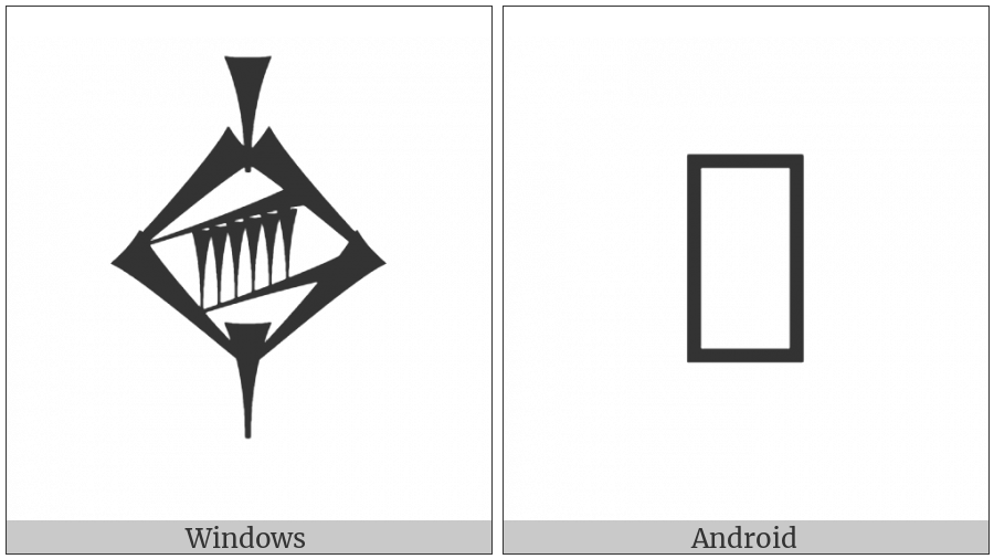 Cuneiform Sign Nu11 Rotated Ninety Degrees on various operating systems