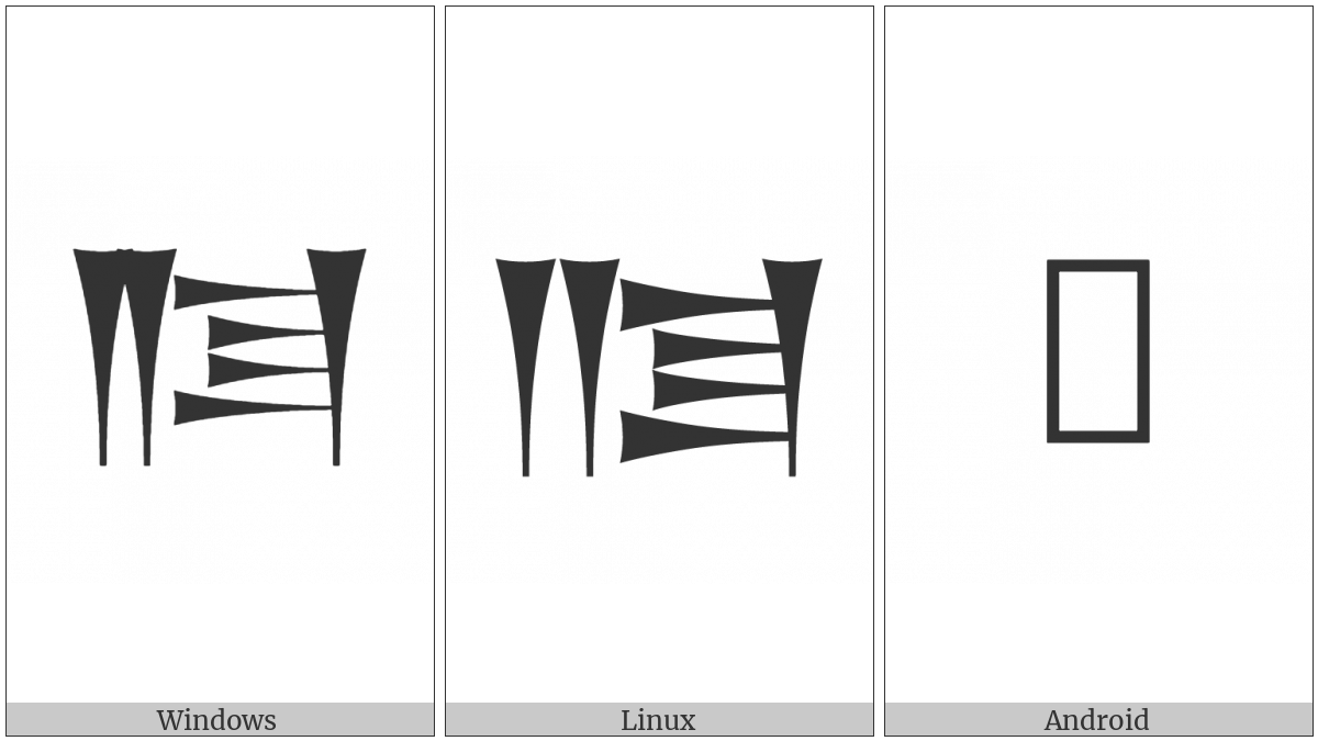 Cuneiform Numeric Sign Elamite Two Thirds on various operating systems