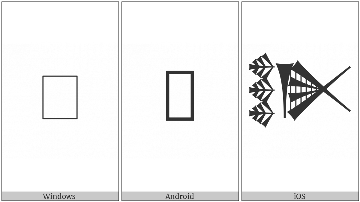 Cuneiform Sign Lak-219 on various operating systems