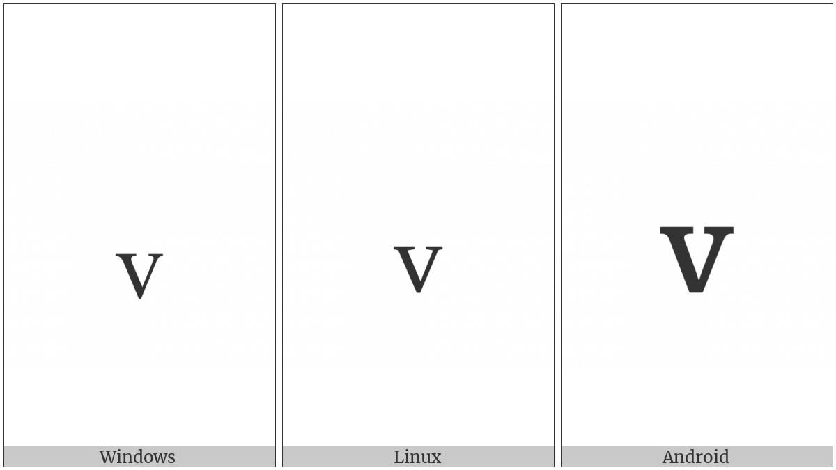 Latin Subscript Small Letter V on various operating systems