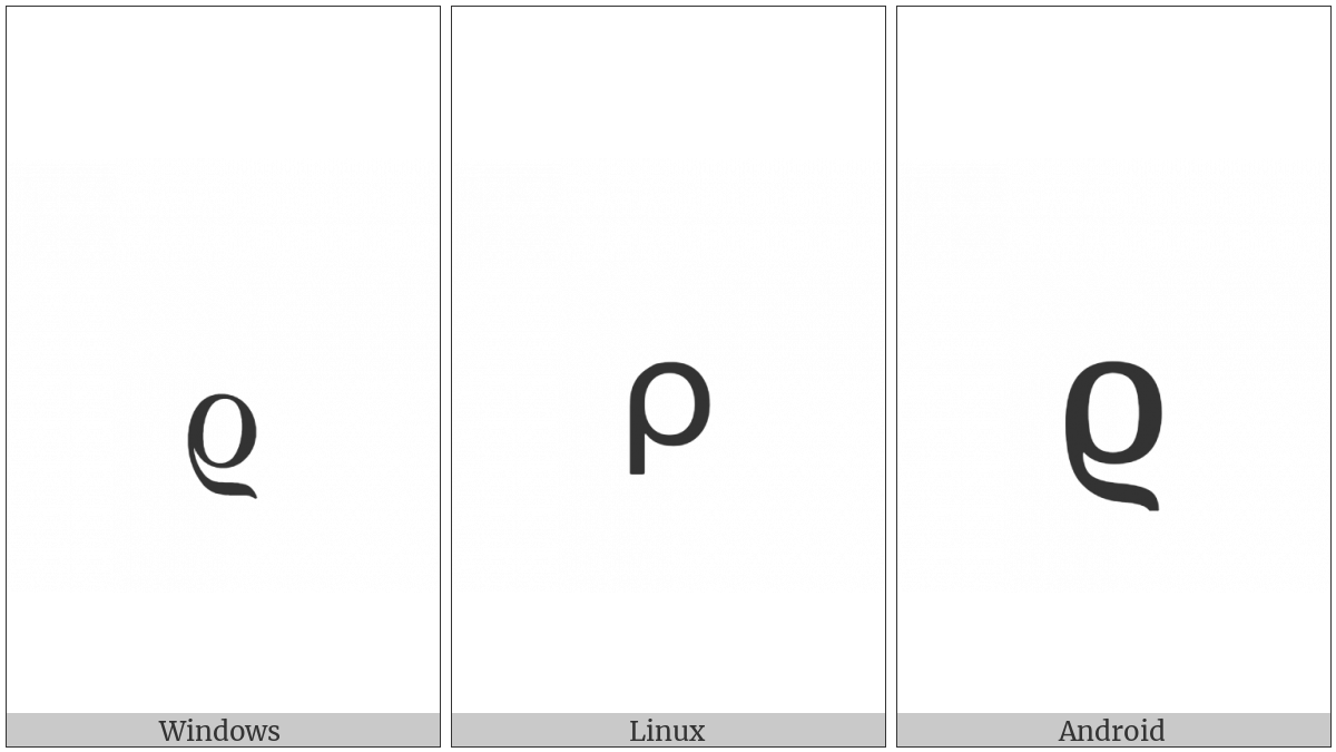 Greek Subscript Small Letter Rho on various operating systems