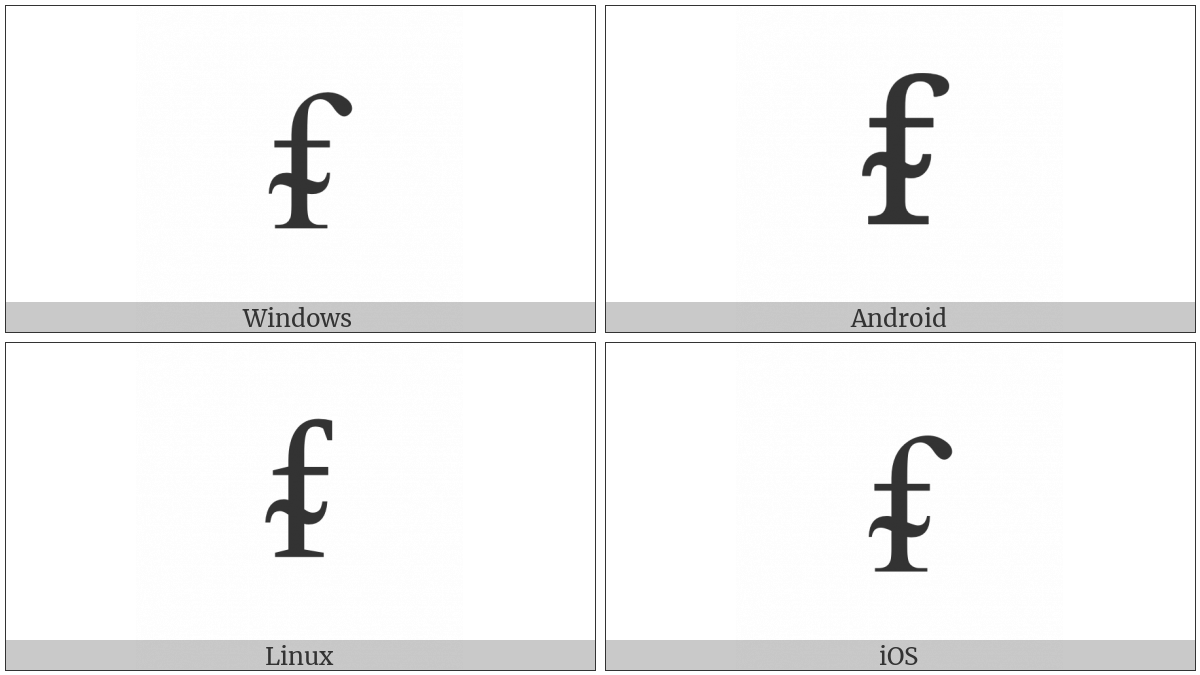 Latin Small Letter F With Middle Tilde on various operating systems