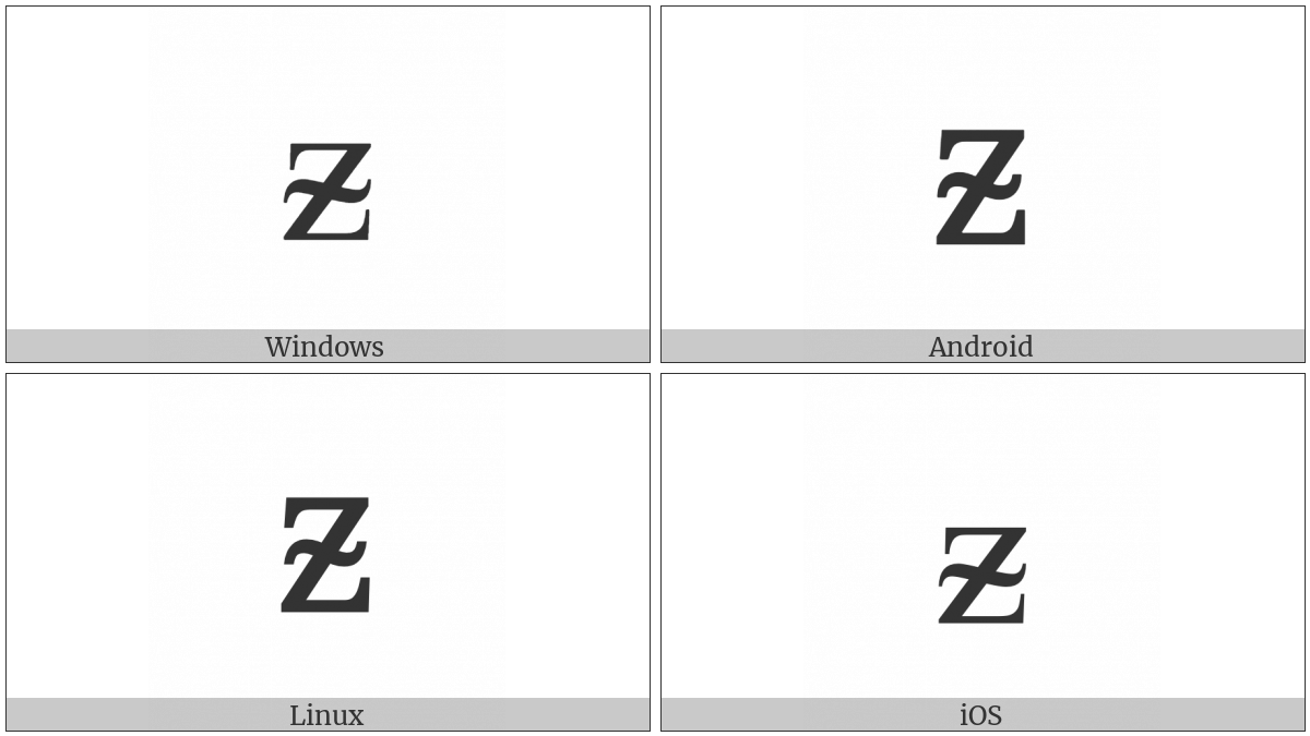 Latin Small Letter Z With Middle Tilde on various operating systems