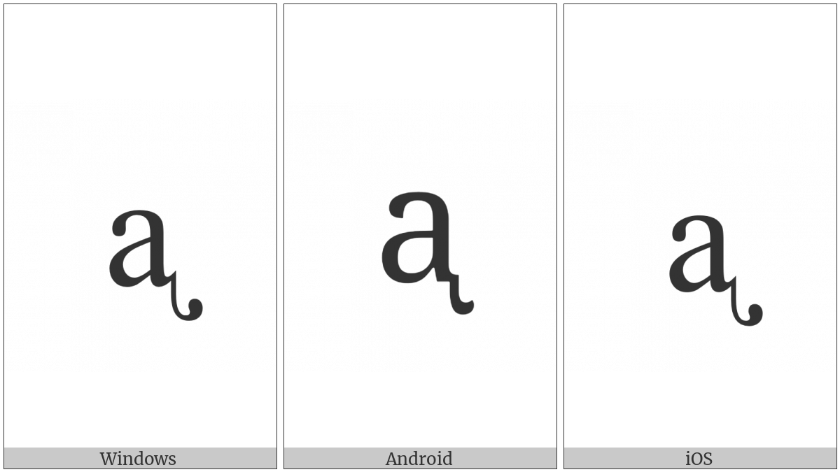 Latin Small Letter A With Retroflex Hook on various operating systems