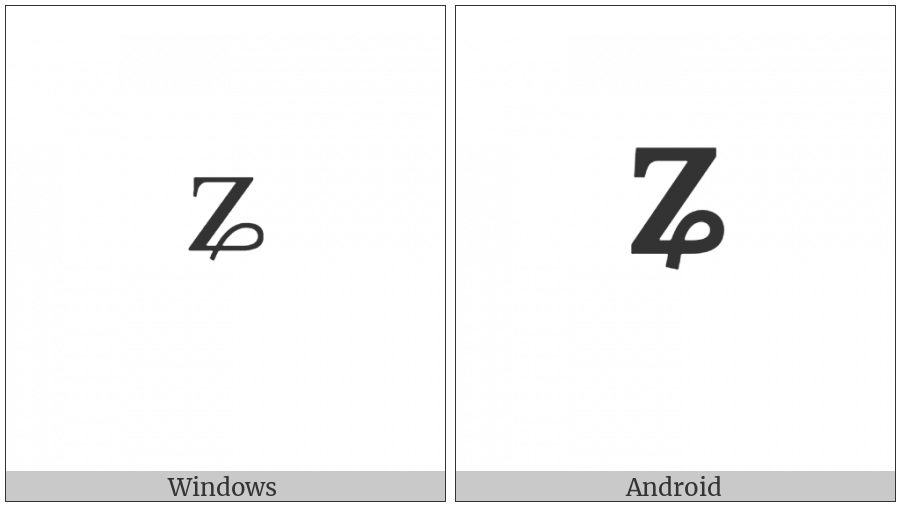 Modifier Letter Small Z With Curl on various operating systems