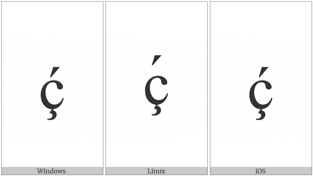 Latin Small Letter C With Cedilla And Acute on various operating systems