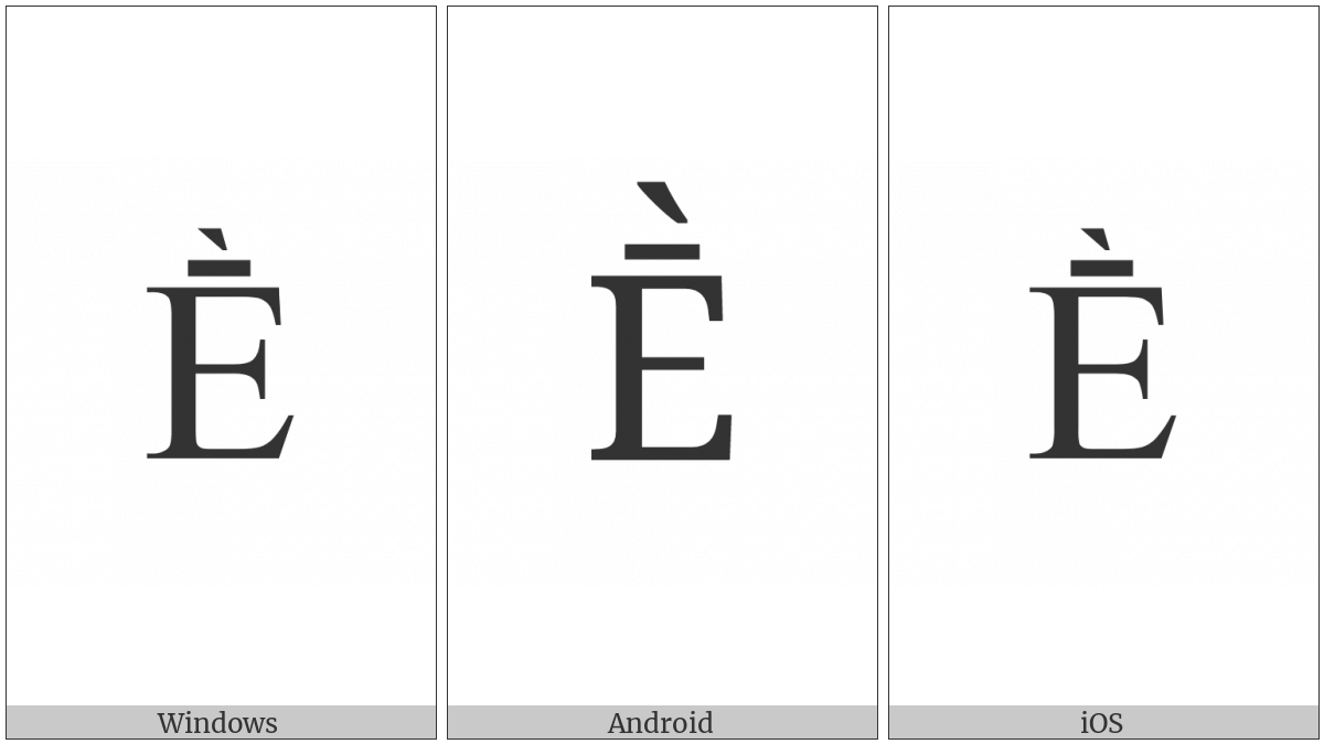 Latin Capital Letter E With Macron And Grave on various operating systems