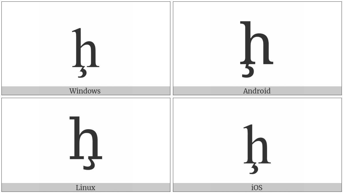 Latin Small Letter H With Cedilla on various operating systems