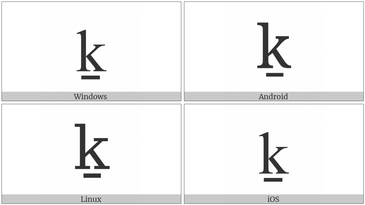 Latin Small Letter K With Line Below on various operating systems