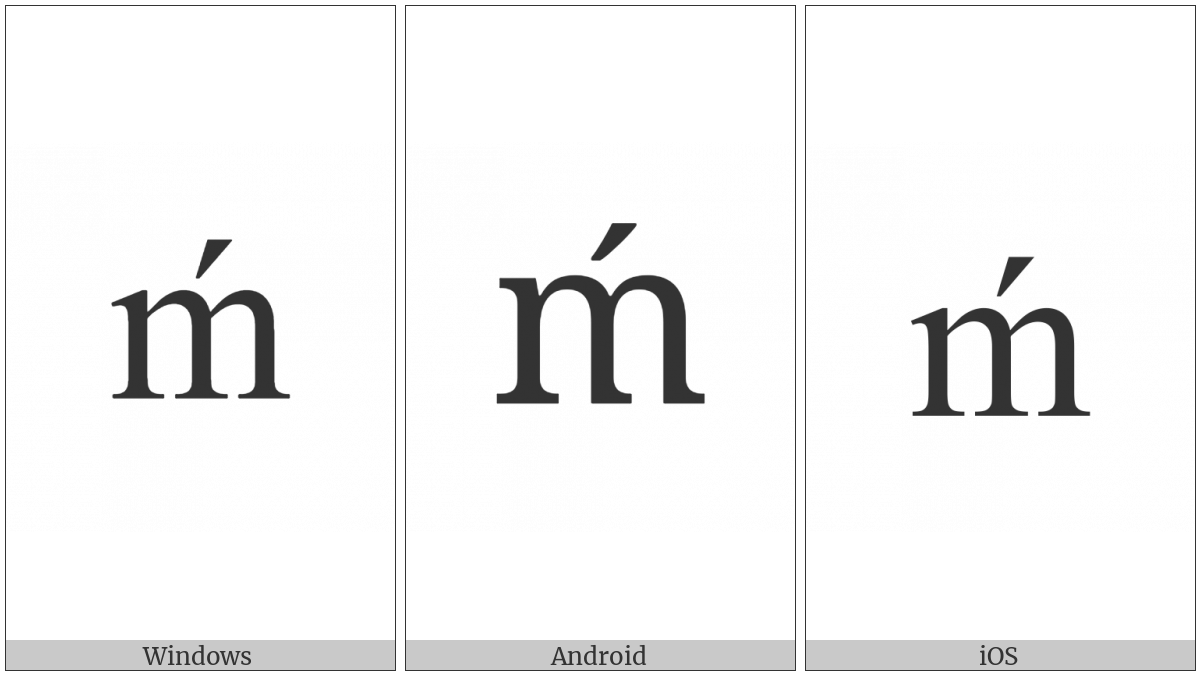 Latin Small Letter M With Acute on various operating systems