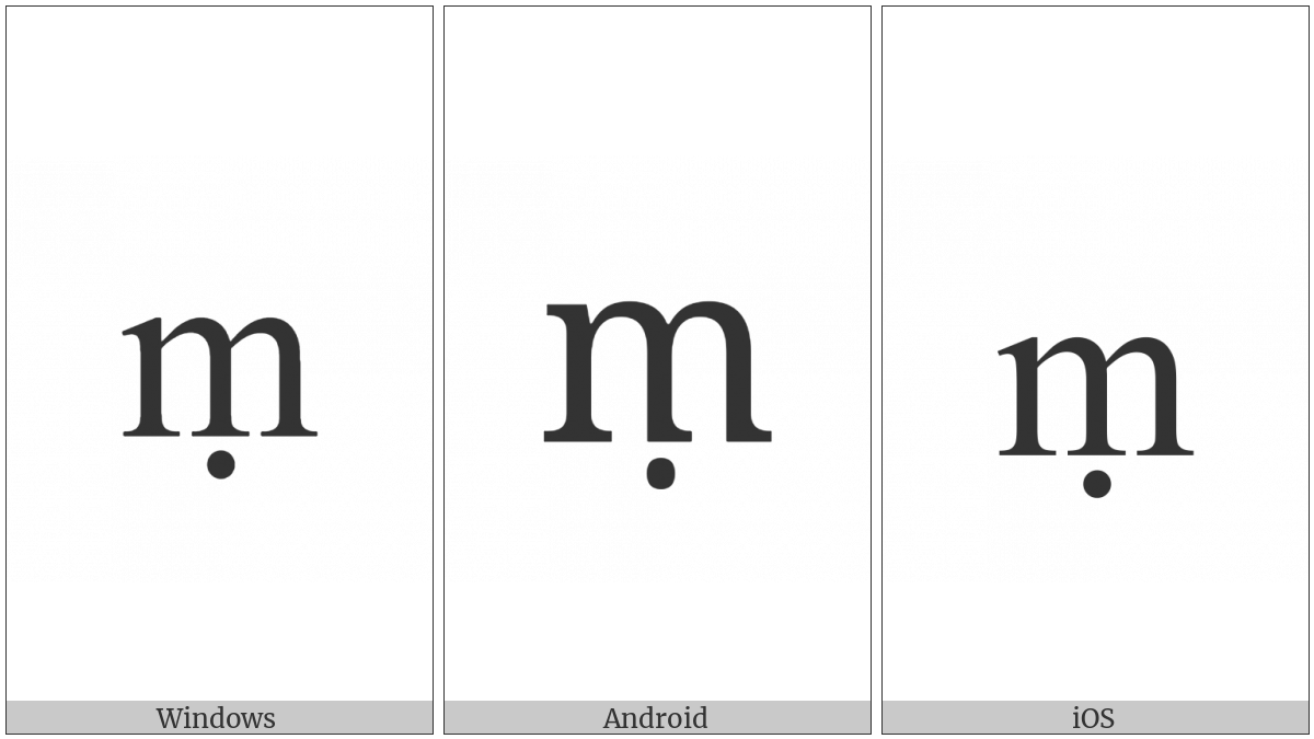 Latin Small Letter M With Dot Below on various operating systems