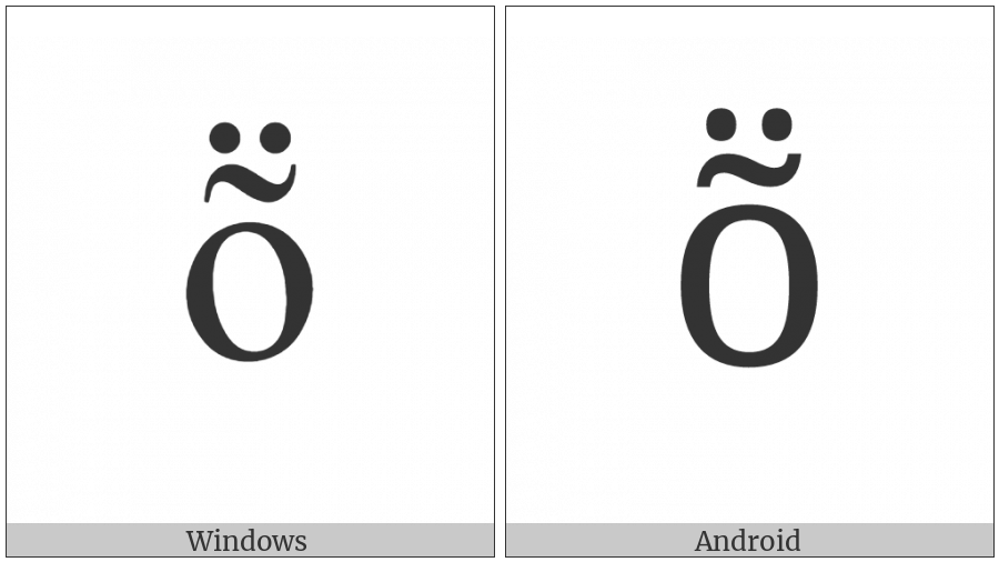 Latin Small Letter O With Tilde And Diaeresis on various operating systems