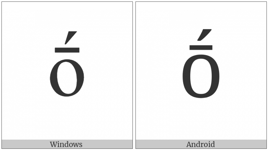 Latin Small Letter O With Macron And Acute on various operating systems