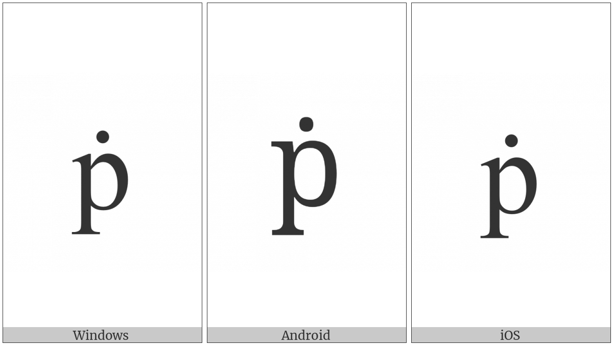 Latin Small Letter P With Dot Above on various operating systems