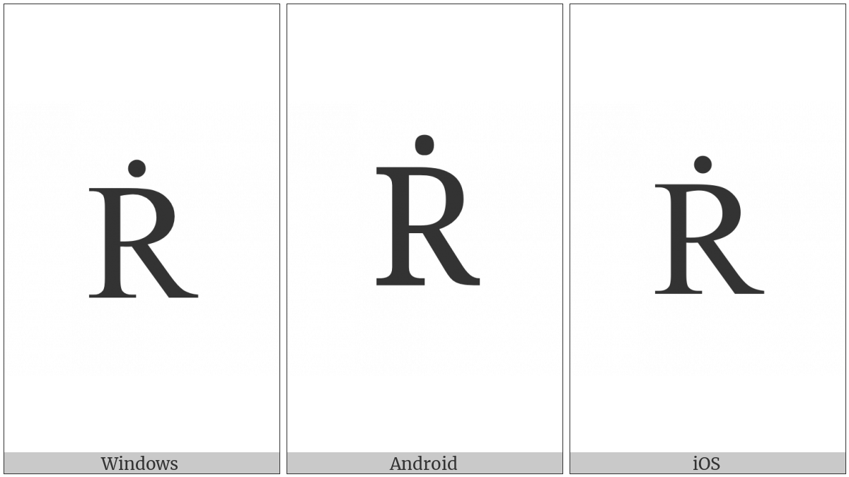 Latin Capital Letter R With Dot Above on various operating systems