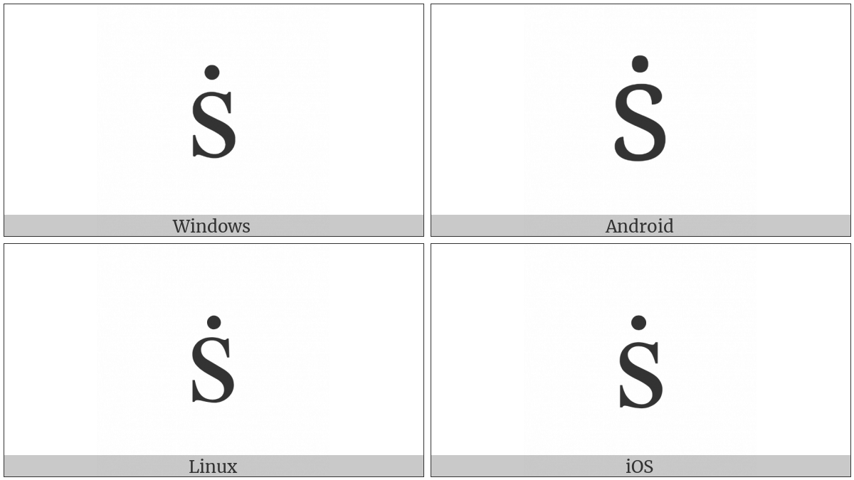 Latin Small Letter S With Dot Above on various operating systems