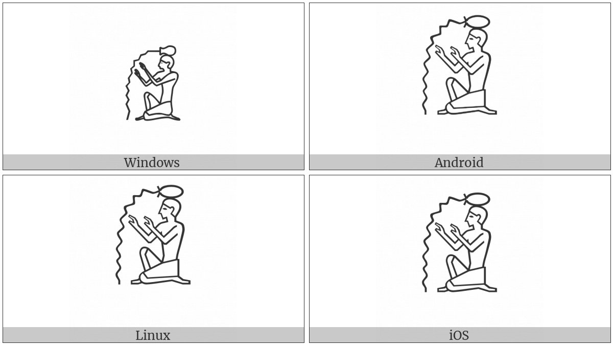 Egyptian Hieroglyph A006 on various operating systems