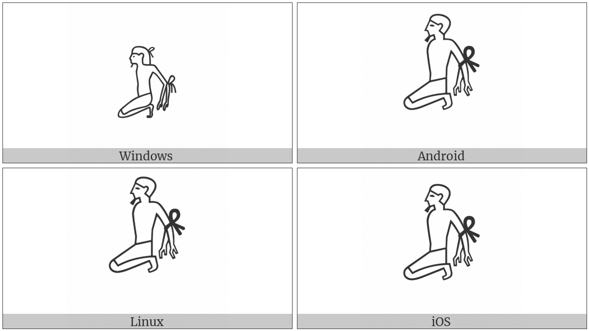 Egyptian Hieroglyph A013 on various operating systems