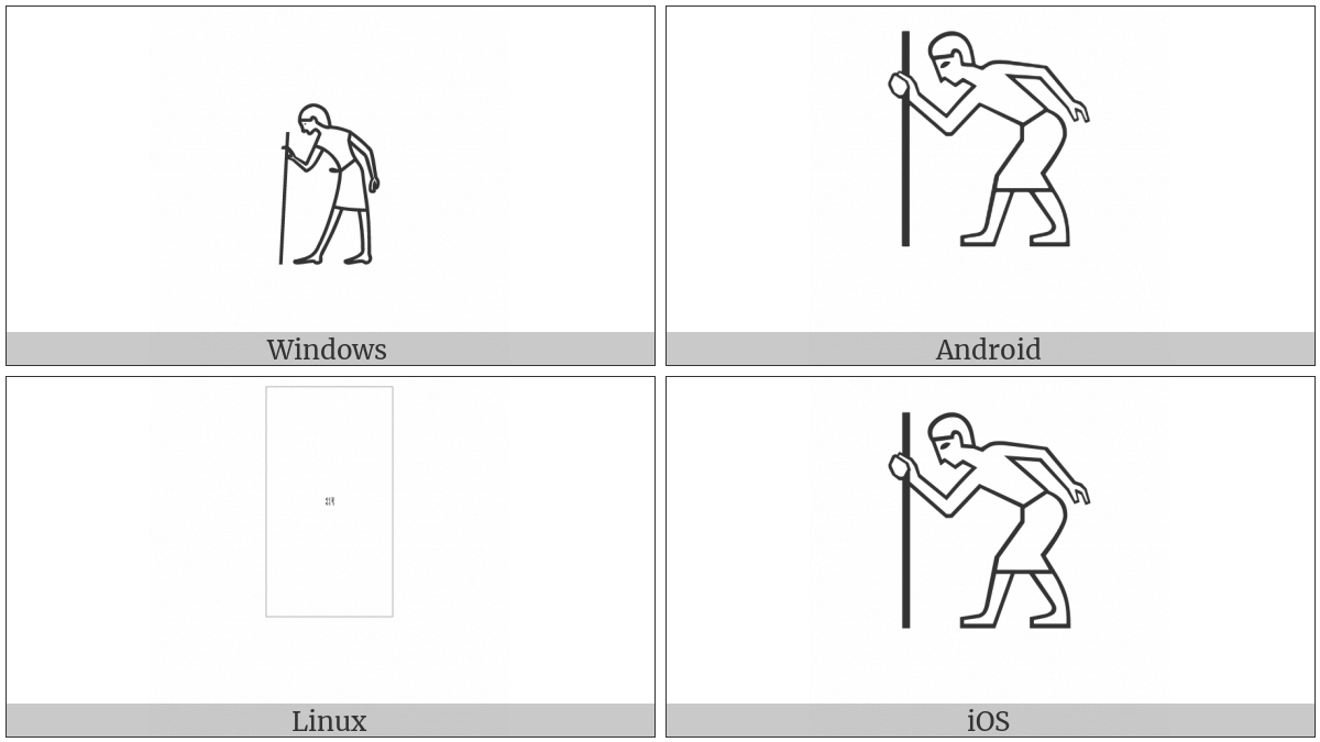 Egyptian Hieroglyph A019 on various operating systems