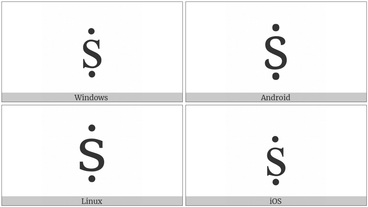 Latin Small Letter S With Dot Below And Dot Above on various operating systems