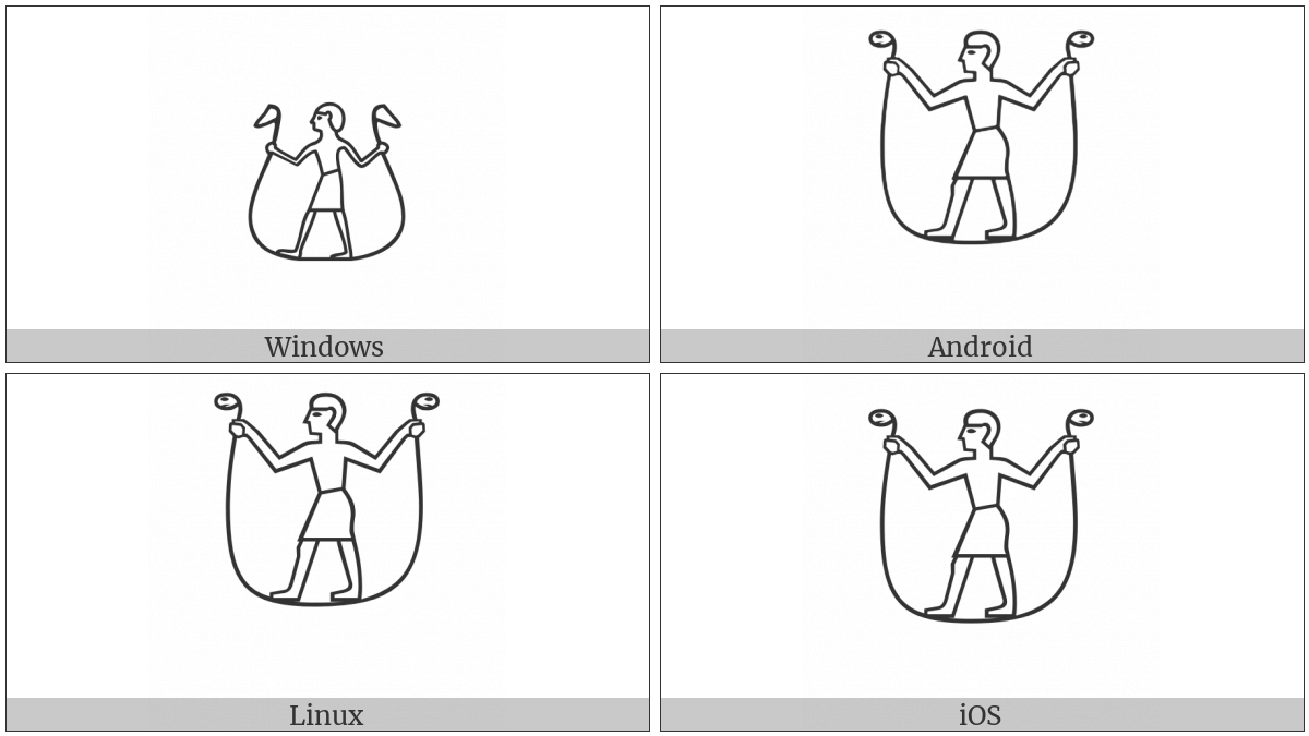 Egyptian Hieroglyph A038 on various operating systems