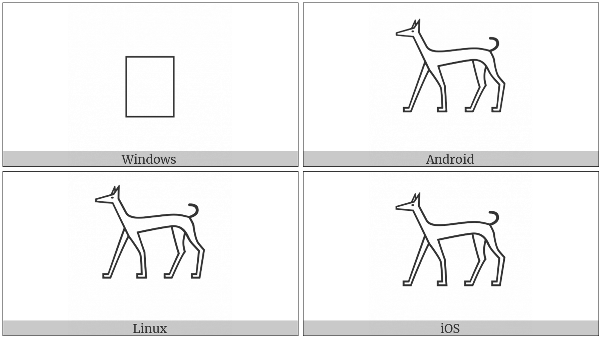 Egyptian Hieroglyph E014 on various operating systems