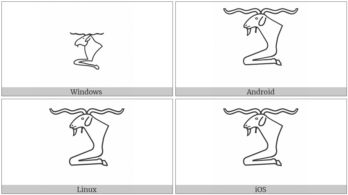 Egyptian Hieroglyph F008 on various operating systems