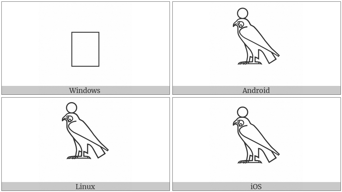 Egyptian Hieroglyph G009 on various operating systems