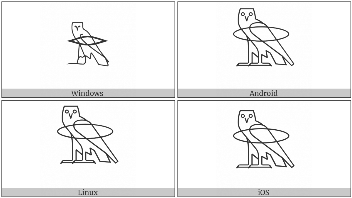 Egyptian Hieroglyph G020A on various operating systems