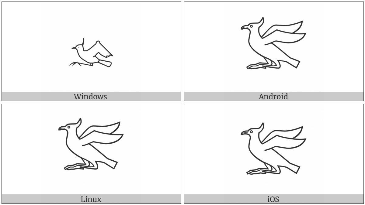 Egyptian Hieroglyph G024 on various operating systems