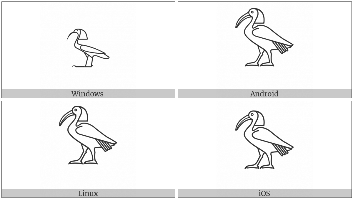 Egyptian Hieroglyph G025 on various operating systems