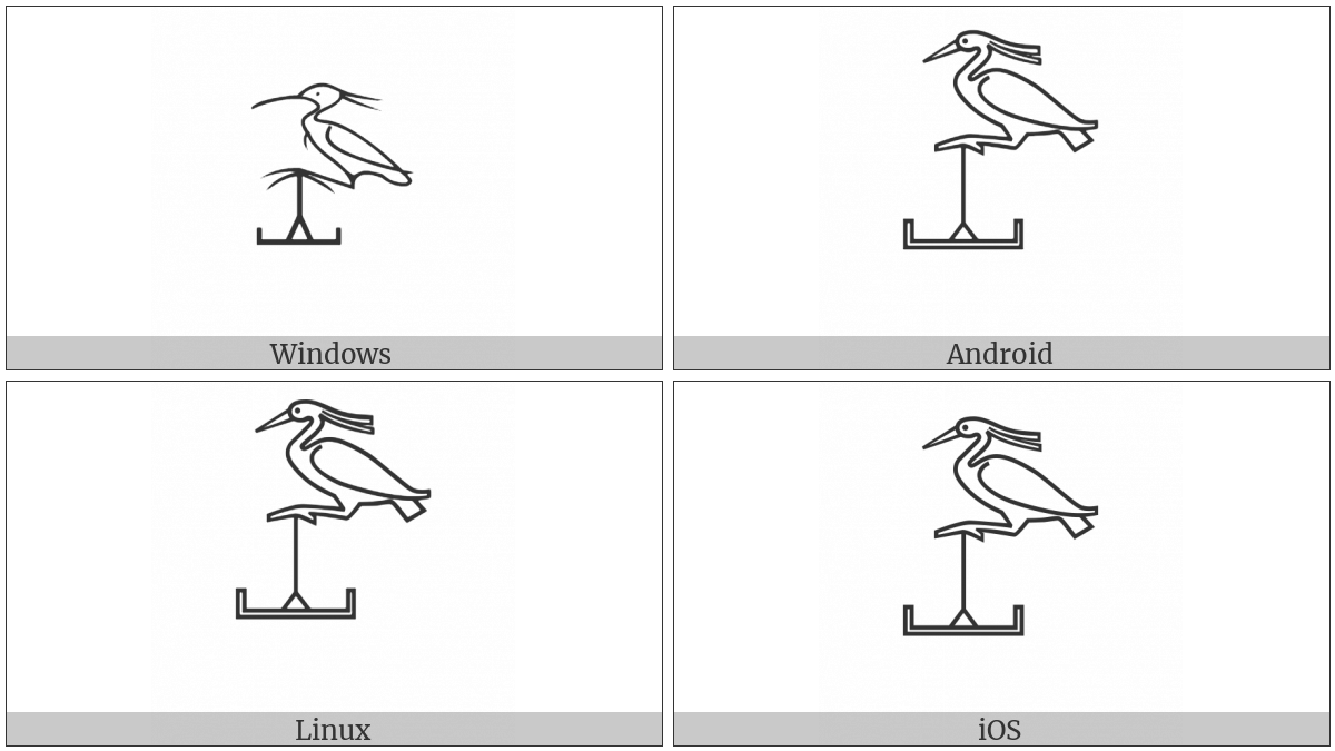 Egyptian Hieroglyph G032 on various operating systems