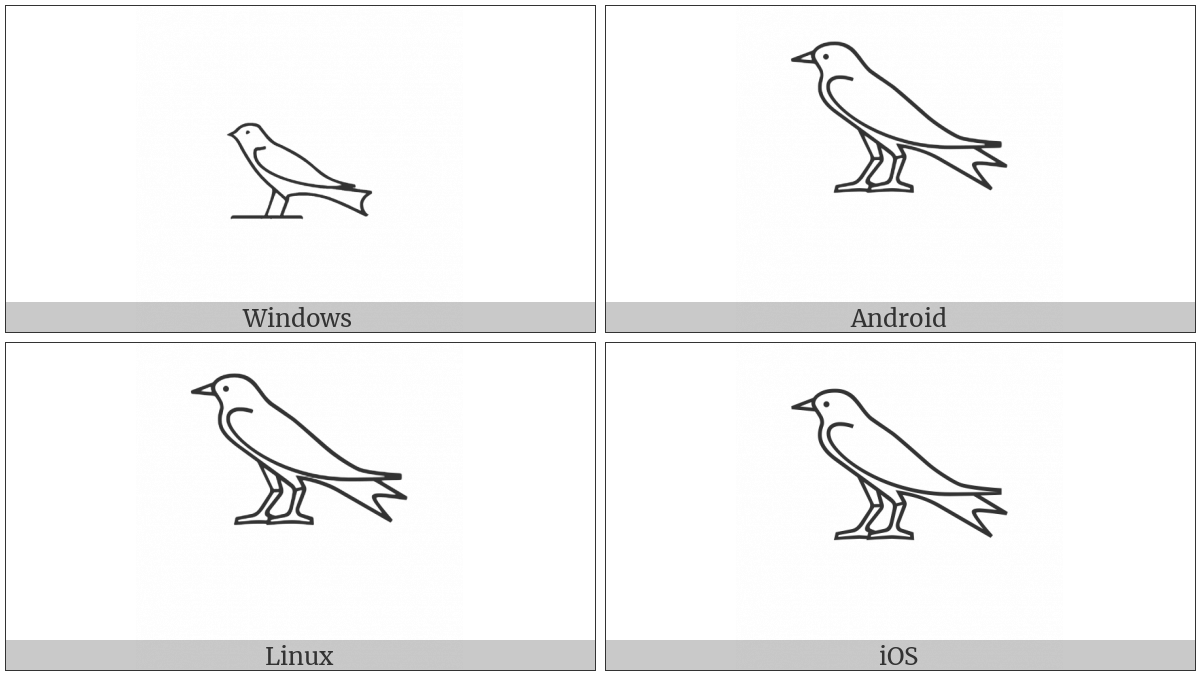 Egyptian Hieroglyph G036 on various operating systems