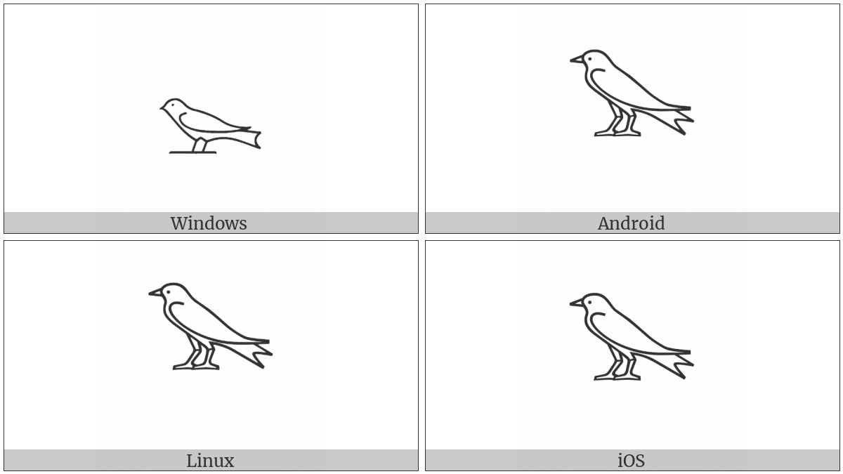 Egyptian Hieroglyph G036A on various operating systems