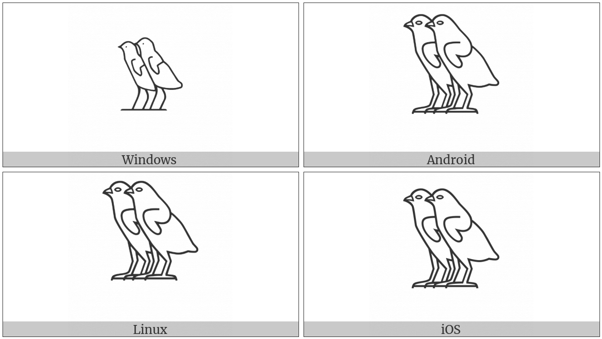 Egyptian Hieroglyph G044 on various operating systems