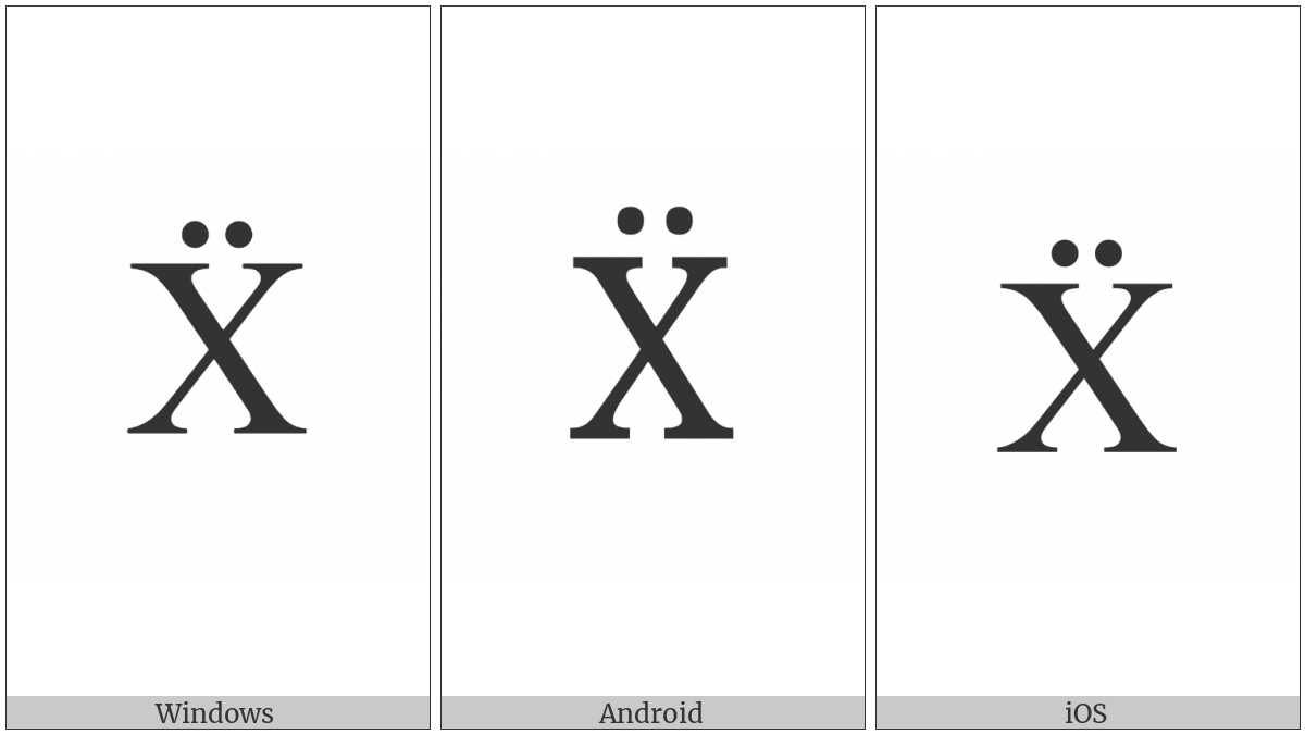 Latin Capital Letter X With Diaeresis on various operating systems