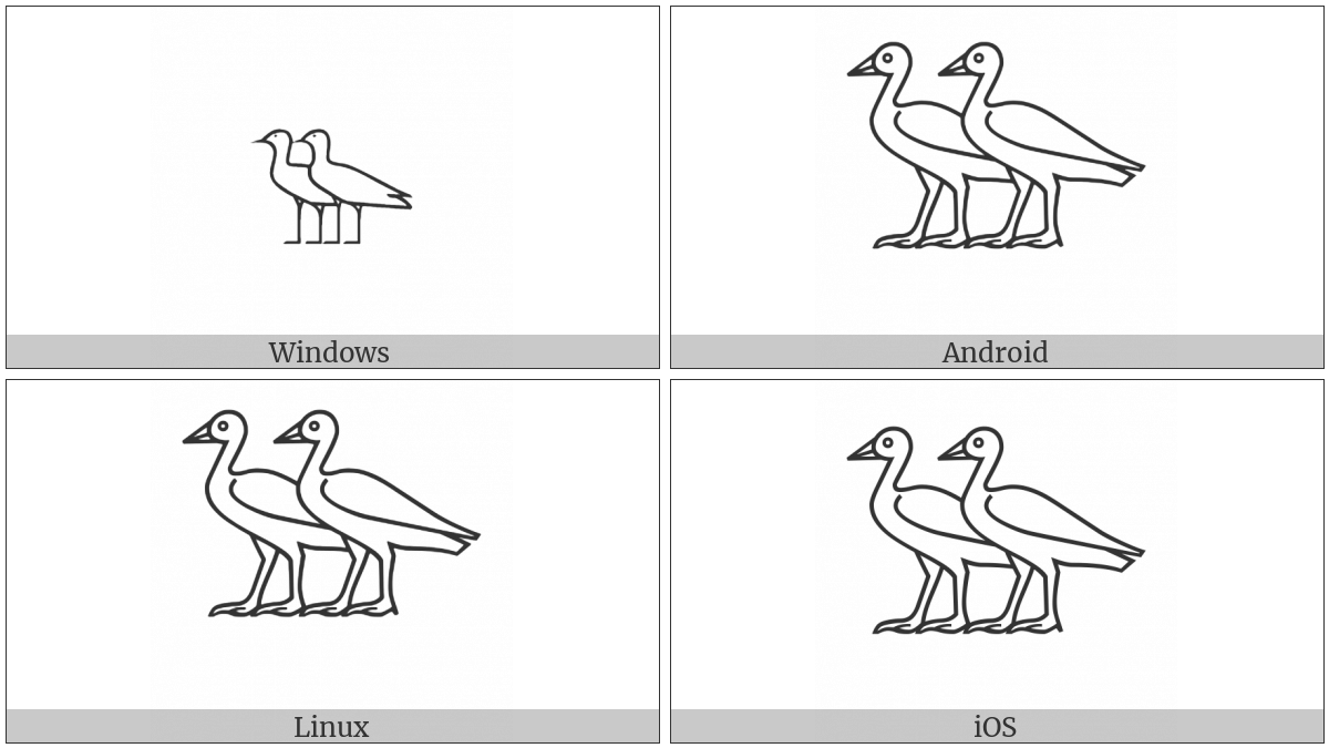 Egyptian Hieroglyph G050 on various operating systems