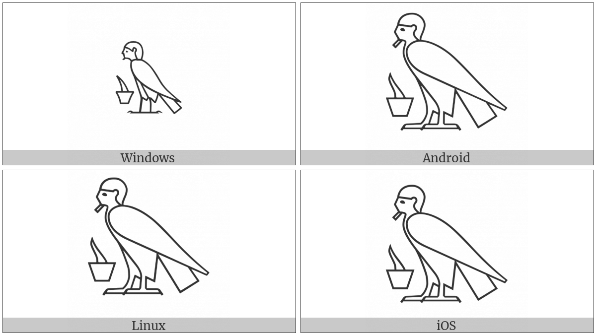 Egyptian Hieroglyph G053 on various operating systems