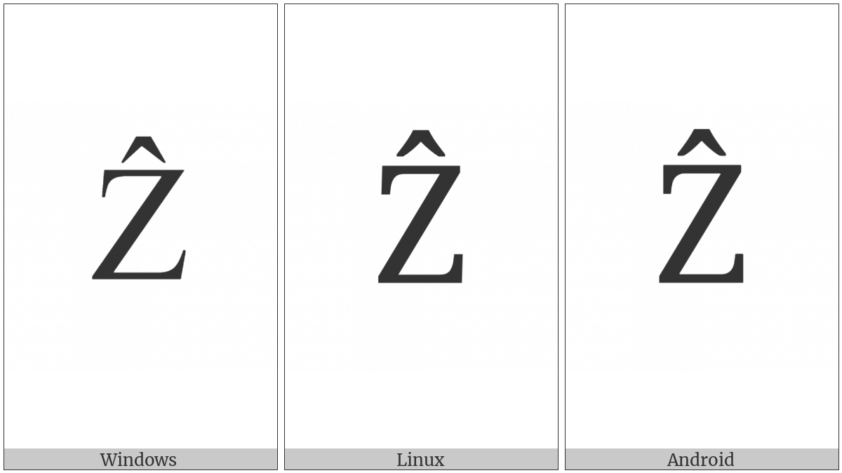 Latin Capital Letter Z With Circumflex on various operating systems