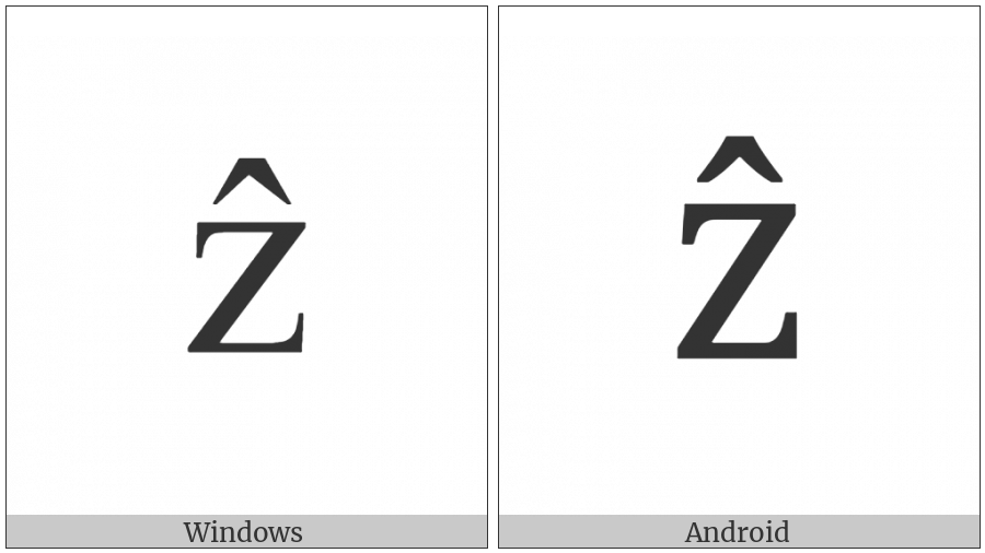 Latin Small Letter Z With Circumflex on various operating systems