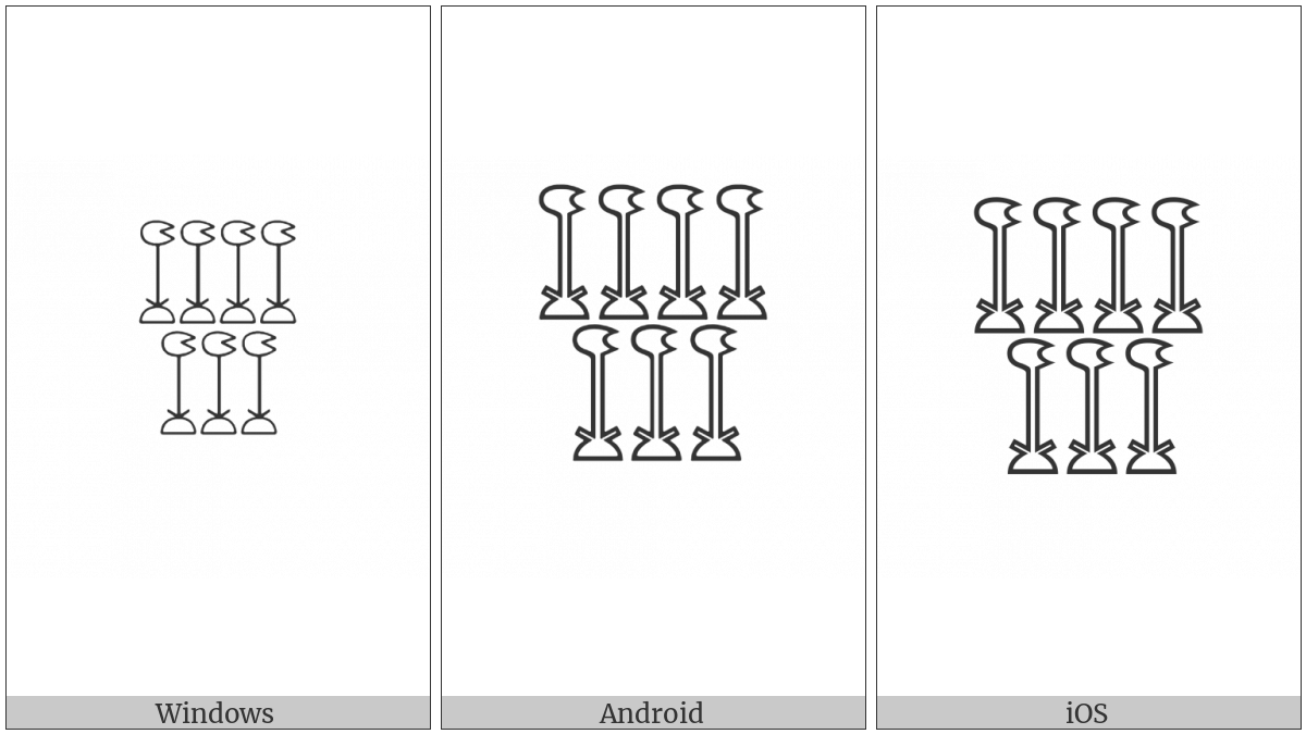 Egyptian Hieroglyph M012F on various operating systems