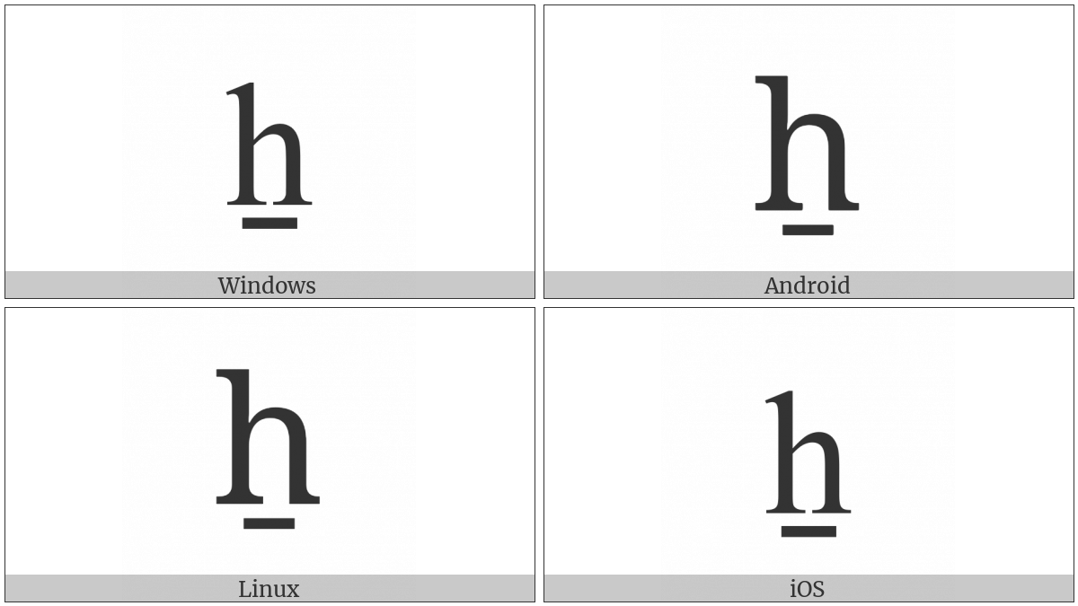 Latin Small Letter H With Line Below on various operating systems