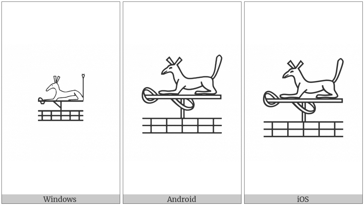 Egyptian Hieroglyph Nu011 on various operating systems