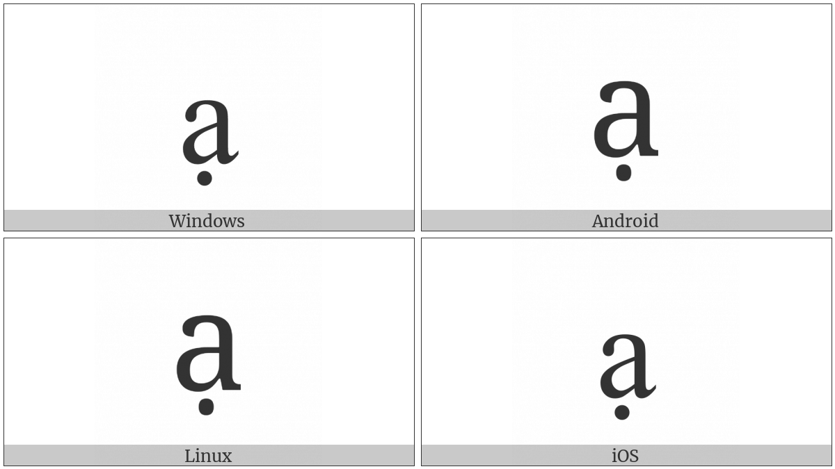 Latin Small Letter A With Dot Below on various operating systems