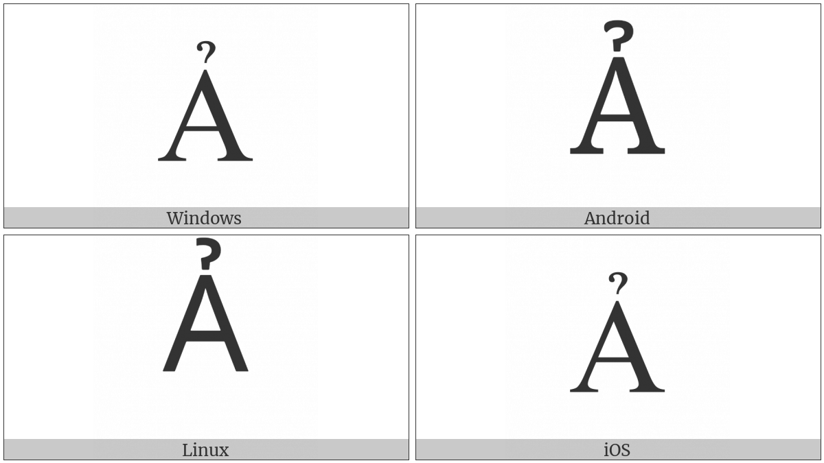 Latin Capital Letter A With Hook Above on various operating systems