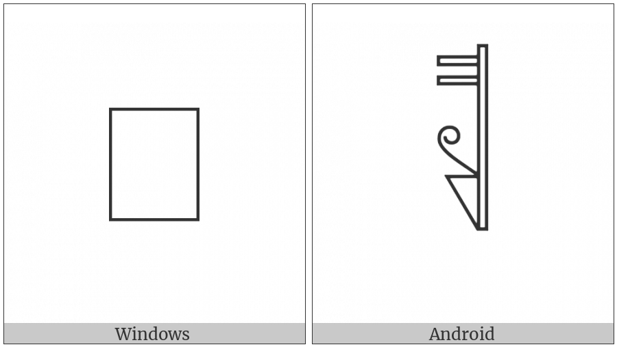 Egyptian Hieroglyph T019 on various operating systems