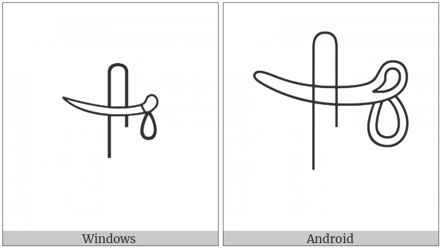 Egyptian Hieroglyph T033A on various operating systems