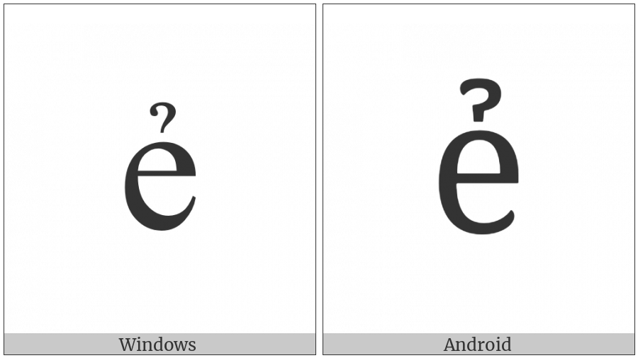 Latin Small Letter E With Hook Above on various operating systems