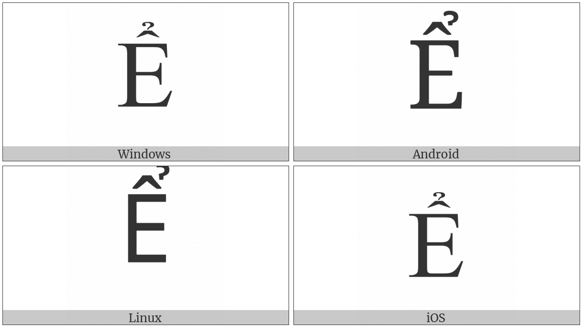 Latin Capital Letter E With Circumflex And Hook Above on various operating systems